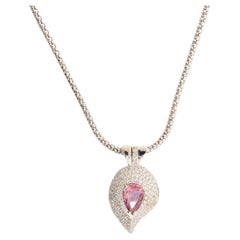 "Passion" Pendant in 18kt White Gold with Brilliants and Pink Tourmaline.
