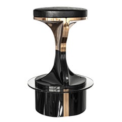 Taburete de bar "Passione" de bronce y acero inoxidable, hecho a mano, Estambul