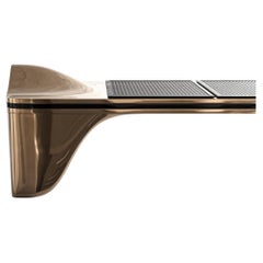 "Passione" Bench with Bronze and Exclusive Woven Leather, Handcrafted, Istanbul