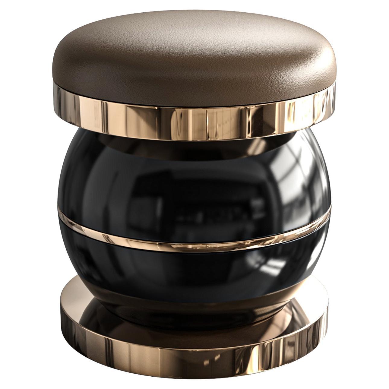 "Passione" Ottoman & Pouf with Bronze and Stainless Steel, Istanbul