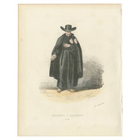 Passioniste - 1862 Hand-Colored Lithograph of a Passionist Monk