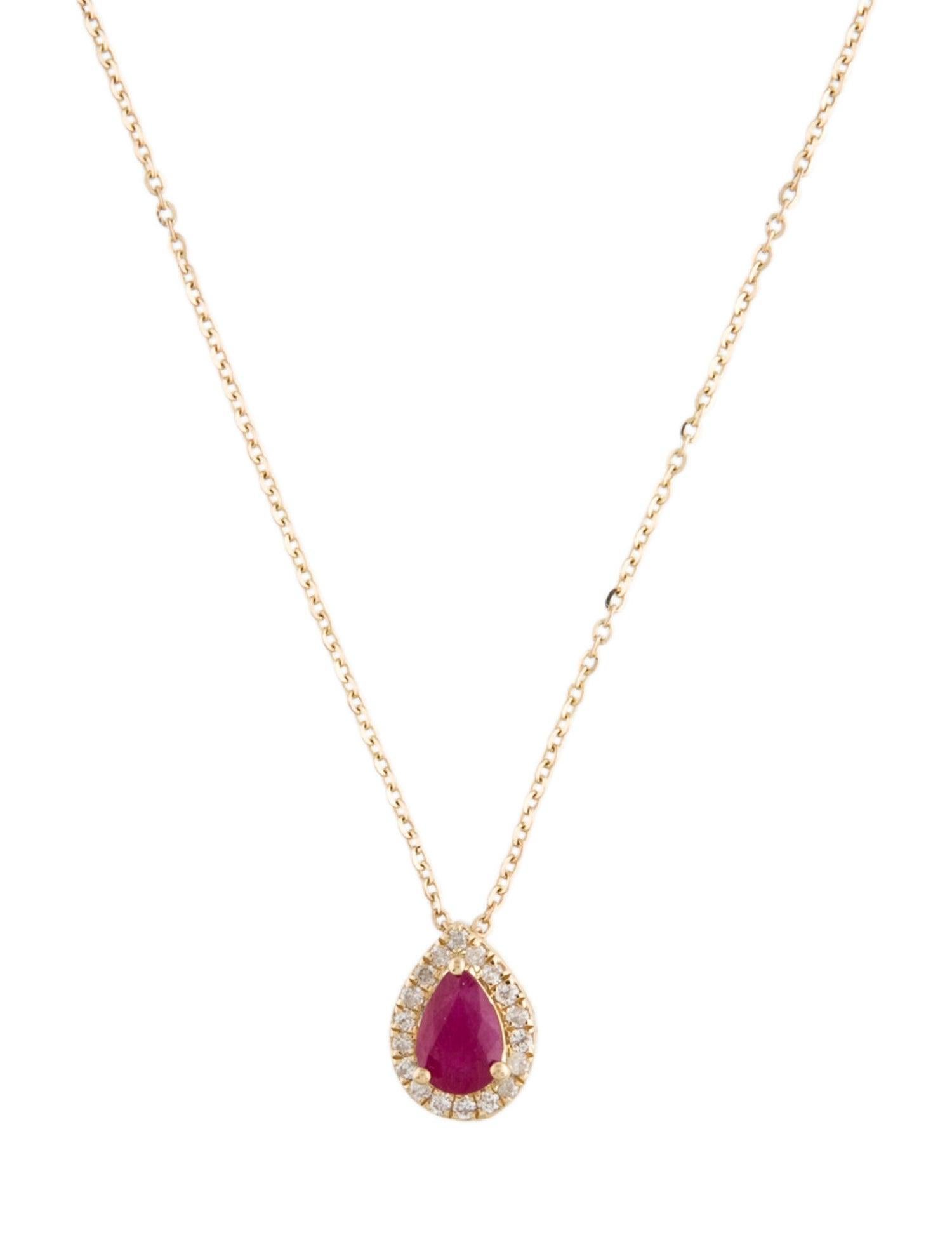 14K Ruby & Diamond Pendant Necklace  Luxurious & Timeless Gemstone Jewelry In New Condition In Holtsville, NY