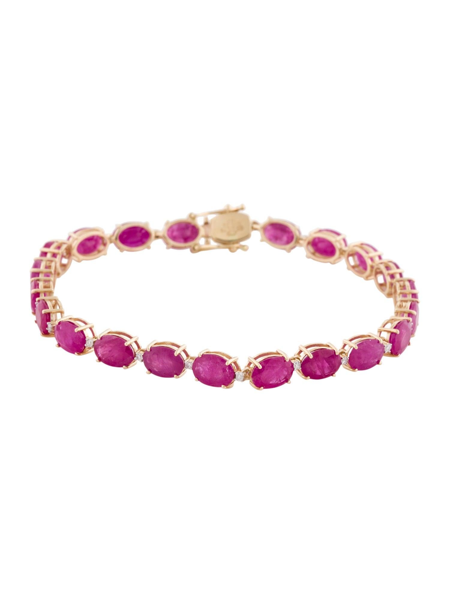 Brilliant Cut 14K Ruby & Diamond Link Bracelet - Exquisite Gemstone Elegance, Timeless Luxury For Sale