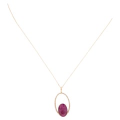 Collier pendentif 14K 6,42ct rubis et diamants : Bijoux d'apparat au luxe timeless