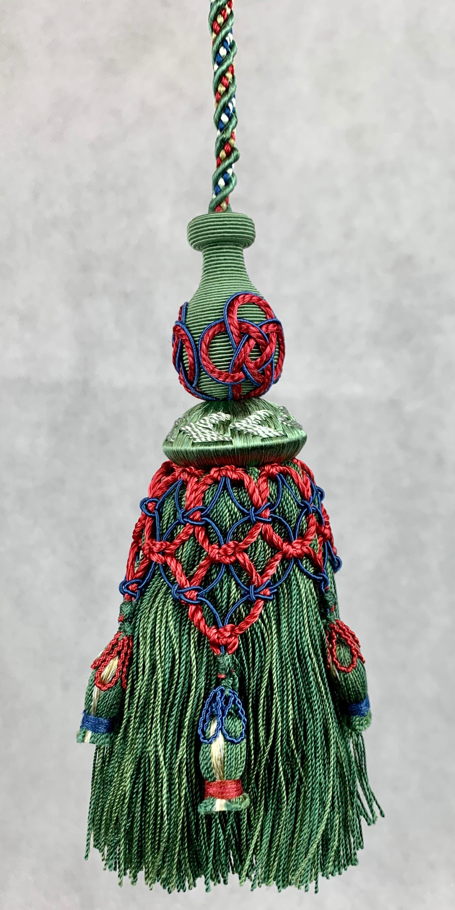 Hand-Knotted Houlés of Paris Passmenterie Key Tassel or Gland Cle Hand Tied in Verte