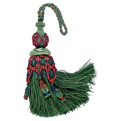 Retro Passmenterie Key Tassel or Gland Cle by Houlés of Paris, Hand Tied  in Verte