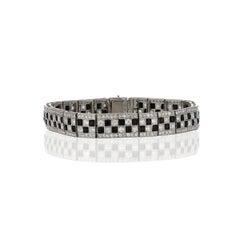 Platin-Armband aus Platin mit Onyx und Diamanten im Art déco-Stil mit Schachbrettmuster