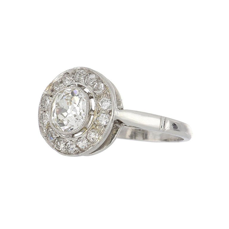 Edwardian Diamond Platinum Cluster Ring For Sale at 1stDibs