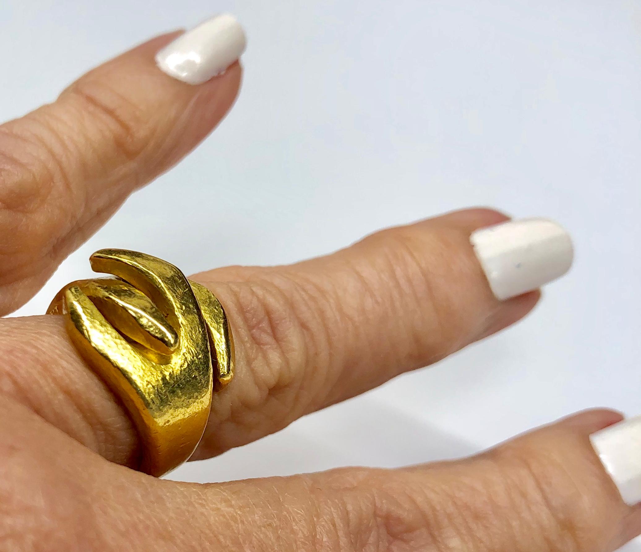 Artist Lalaounis Textured 22K Yellow Gold Ring