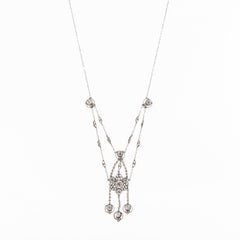 Late Victorian Sparkling Paste Sterling Silver Swag Necklace