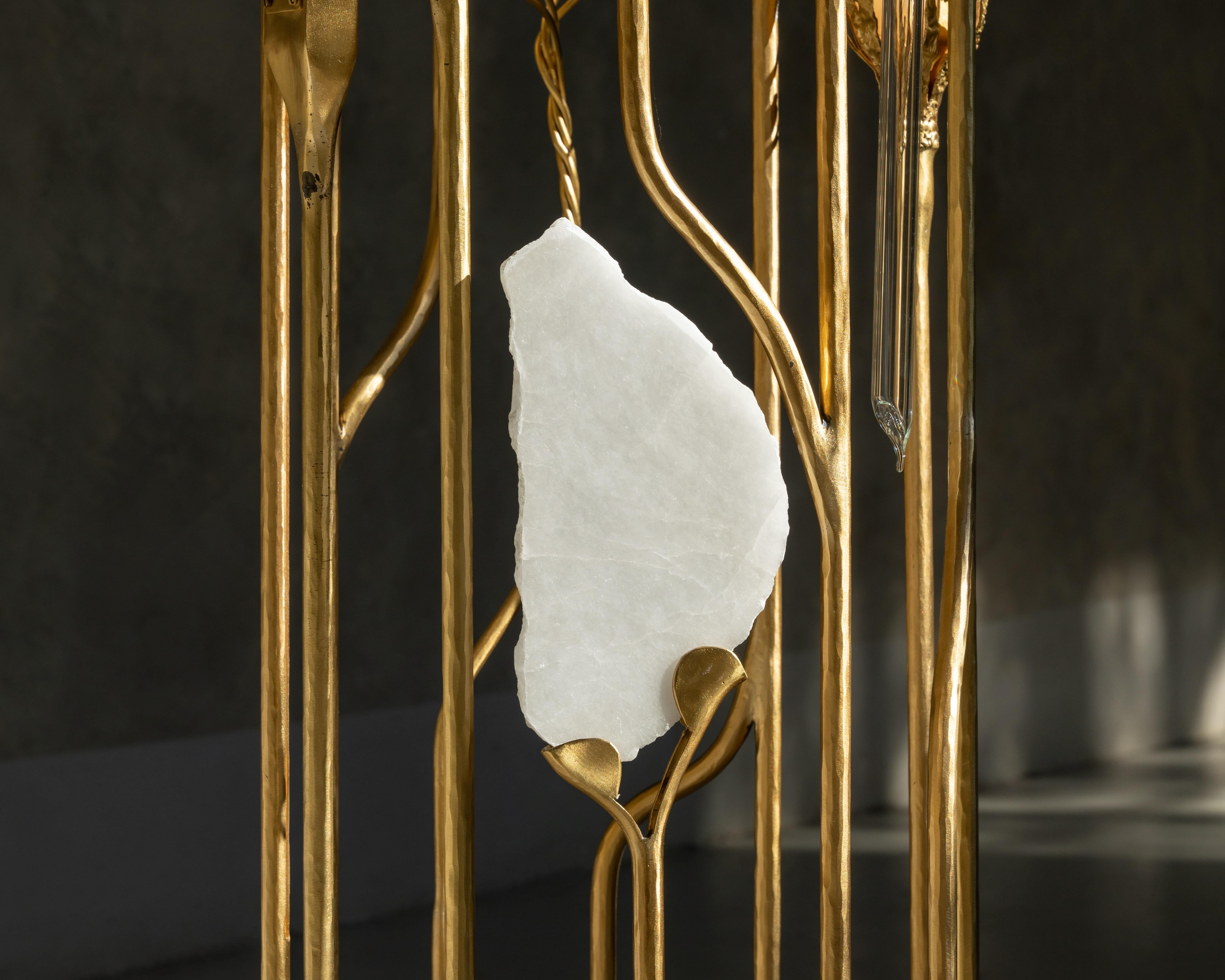 Lampadaire contemporain en laiton doré et marbre inspiré des Médicis par Morghen Studio en vente 9