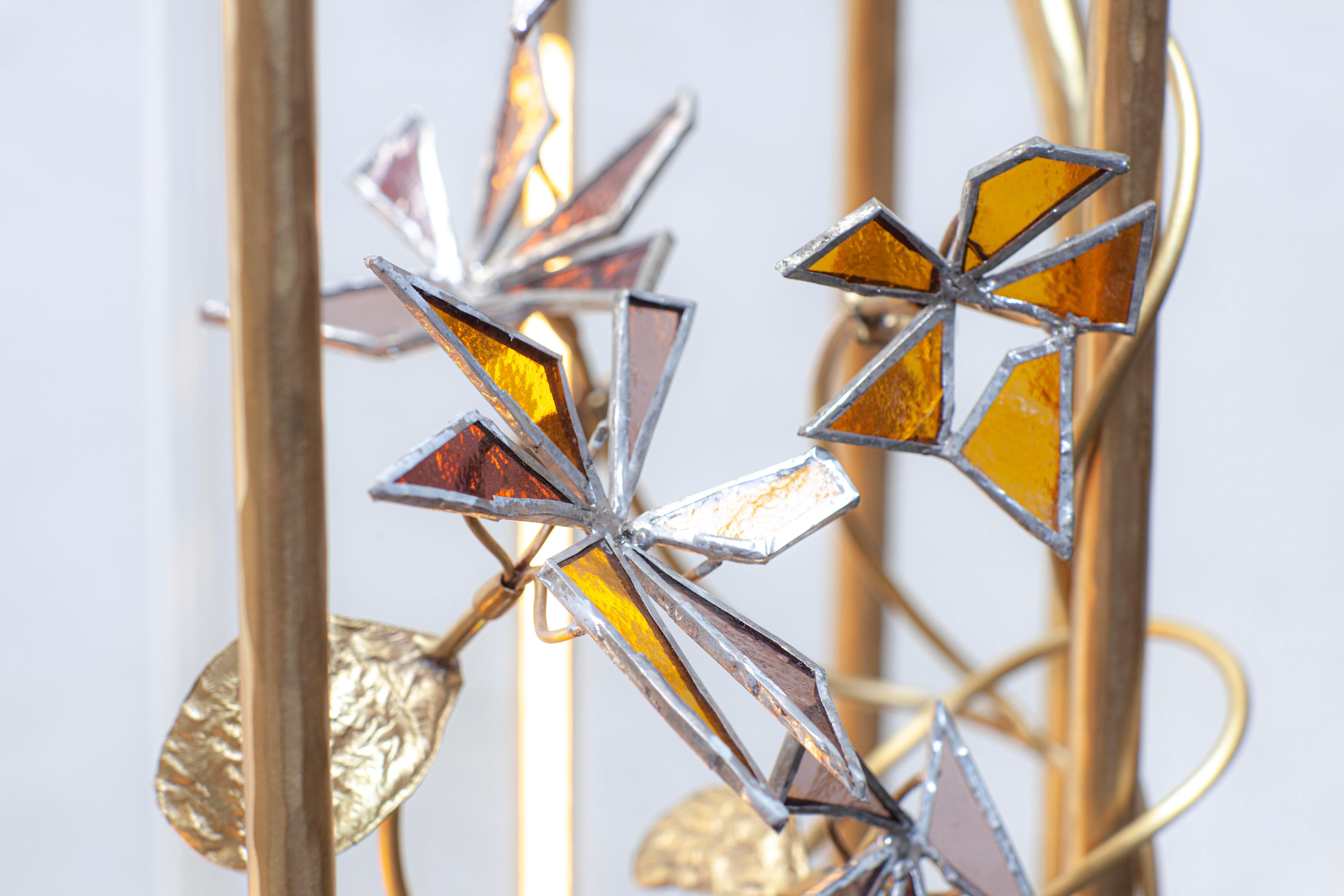 XXIe siècle et contemporain Lampadaire contemporain en laiton doré et marbre inspiré des Médicis par Morghen Studio en vente