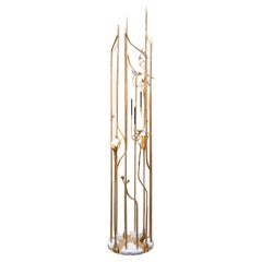 Medici-Inspired Gilded Brass & Marble Contemporary Floor Lamp by Morghen Studio