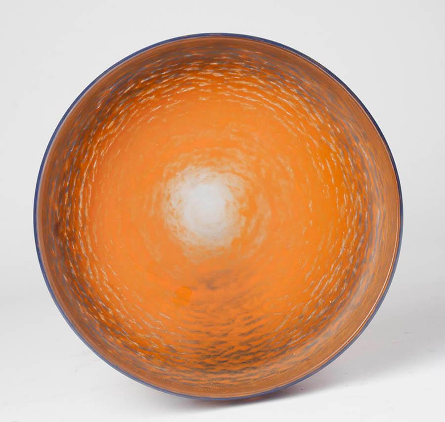 Bol rond en verre pâteté de Delatte Nancy, France, 1930 Bon état à Casteren, Noord-Brabant