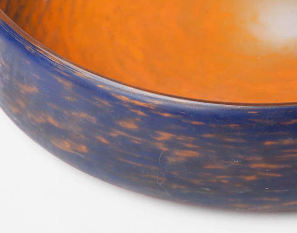 Bol rond en verre pâteté de Delatte Nancy, France, 1930 1