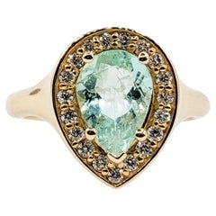 Pastel 1.45ct Columbian Emerald Diamond Halo Ring