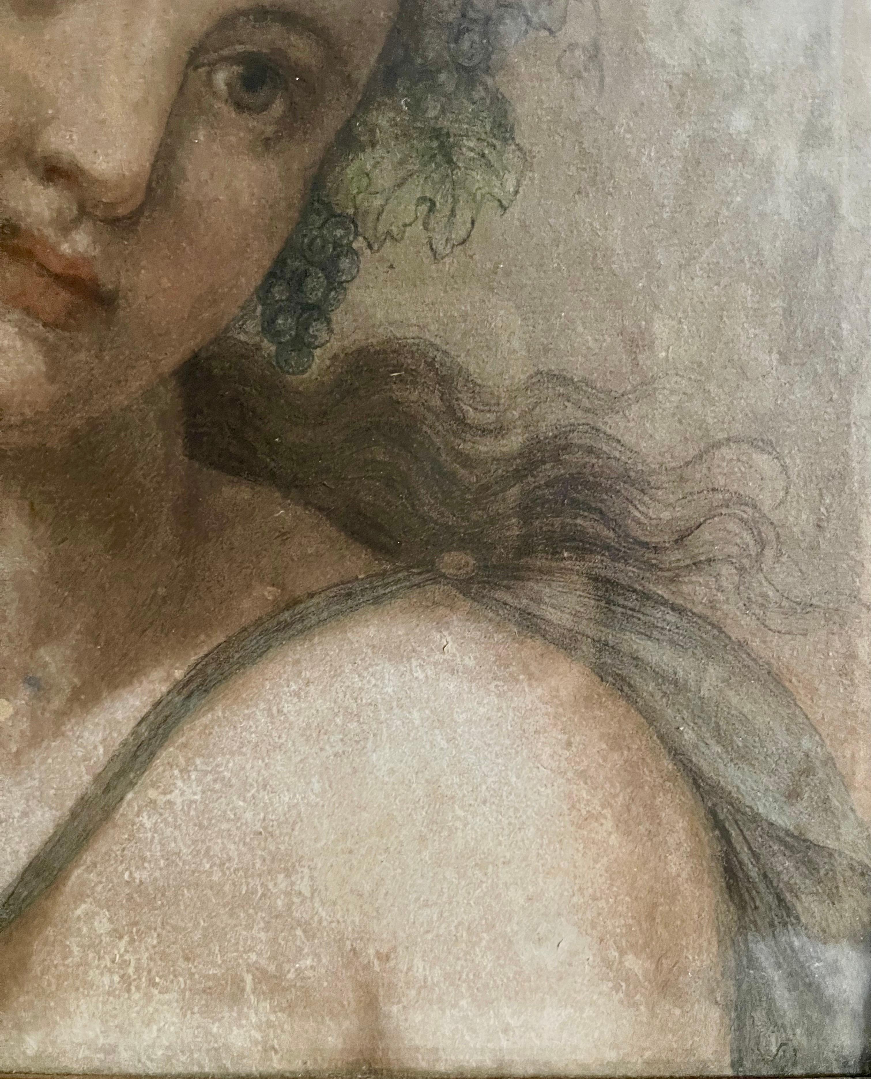 Hand-Painted Pastel 18th Century Venus of the Grape Harvest France For Sale