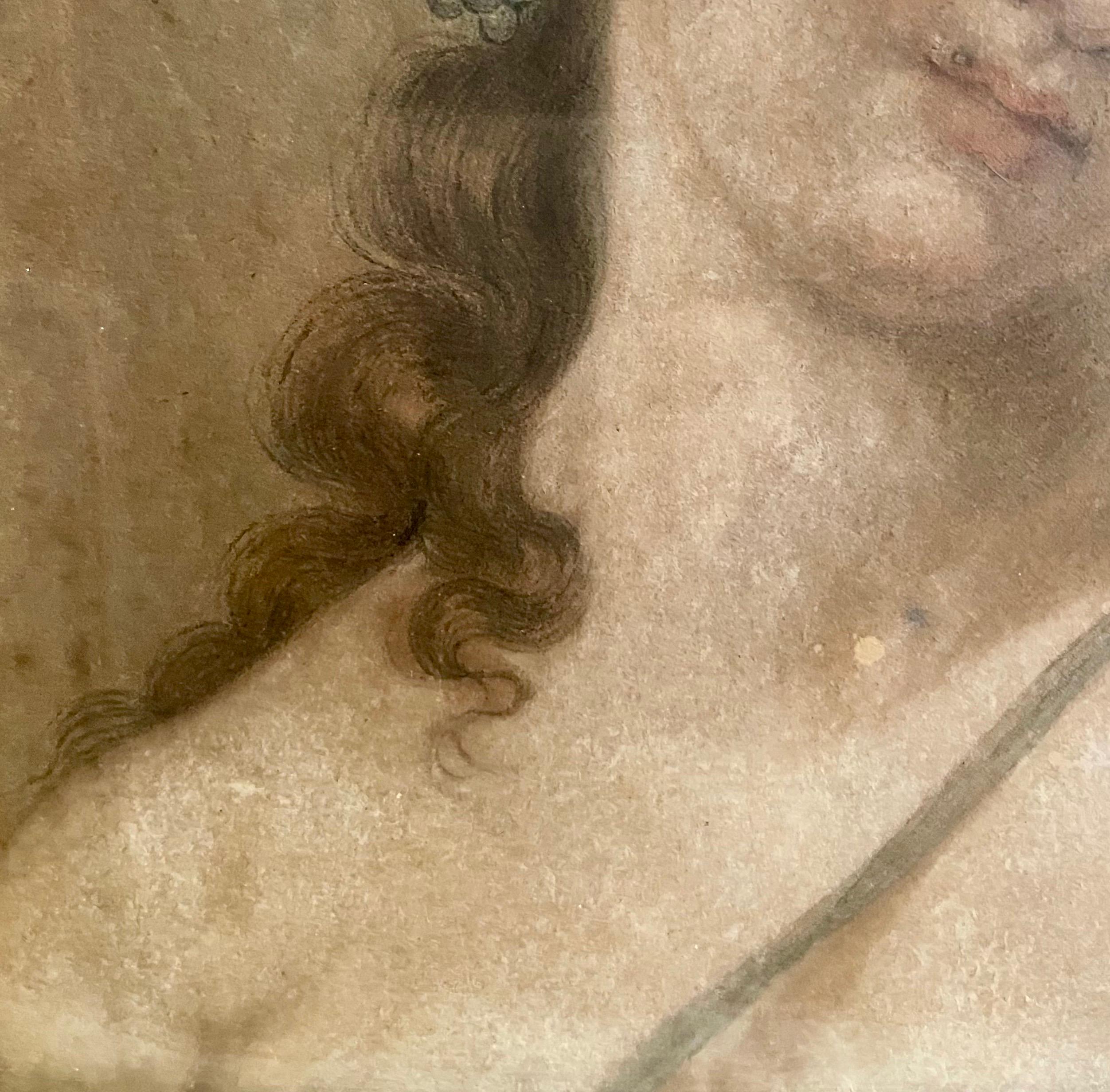 Pastel 18th Century Venus of the Grape Harvest France In Good Condition For Sale In palm beach, FL