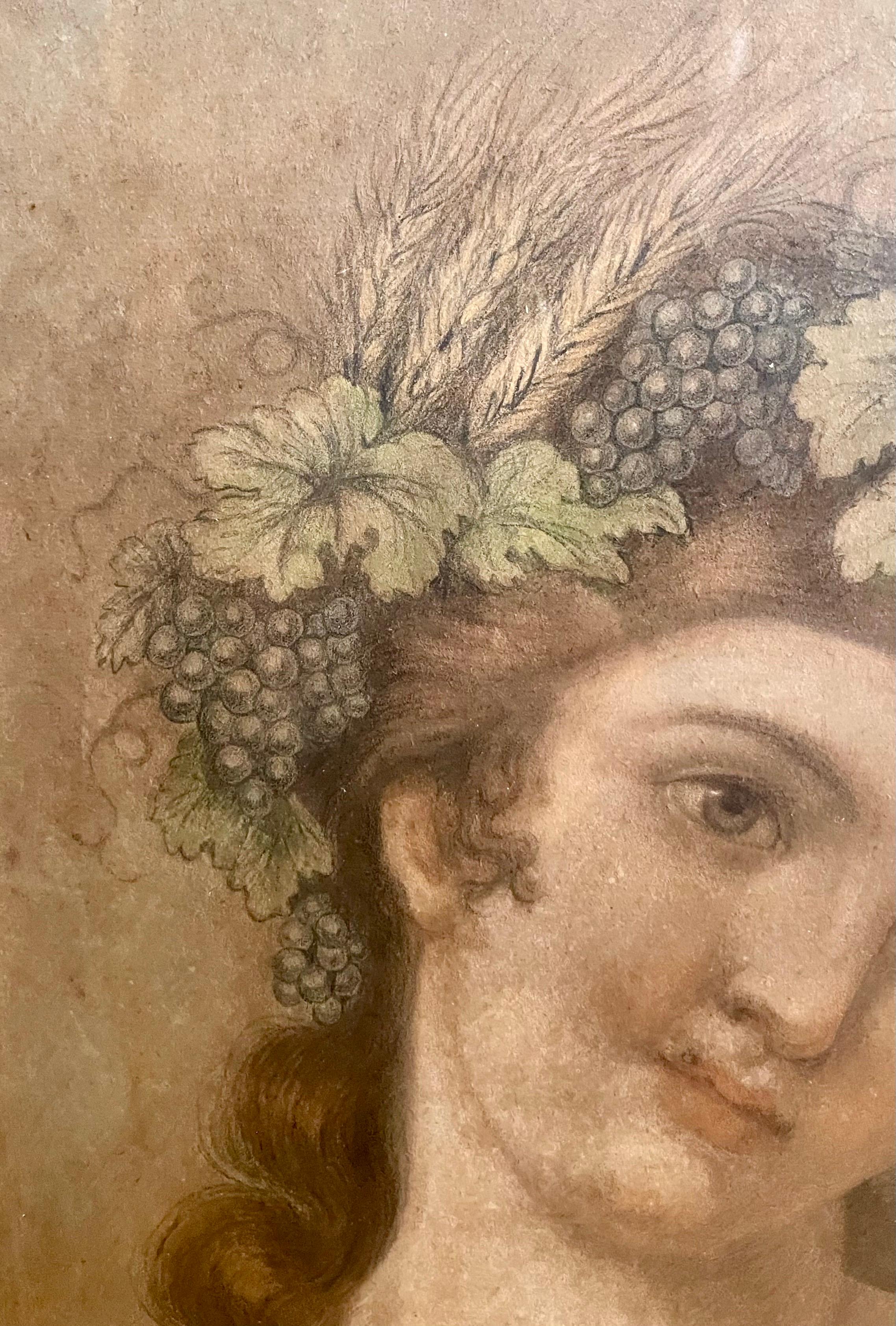 Late 18th Century Pastel 18th Century Venus of the Grape Harvest France For Sale