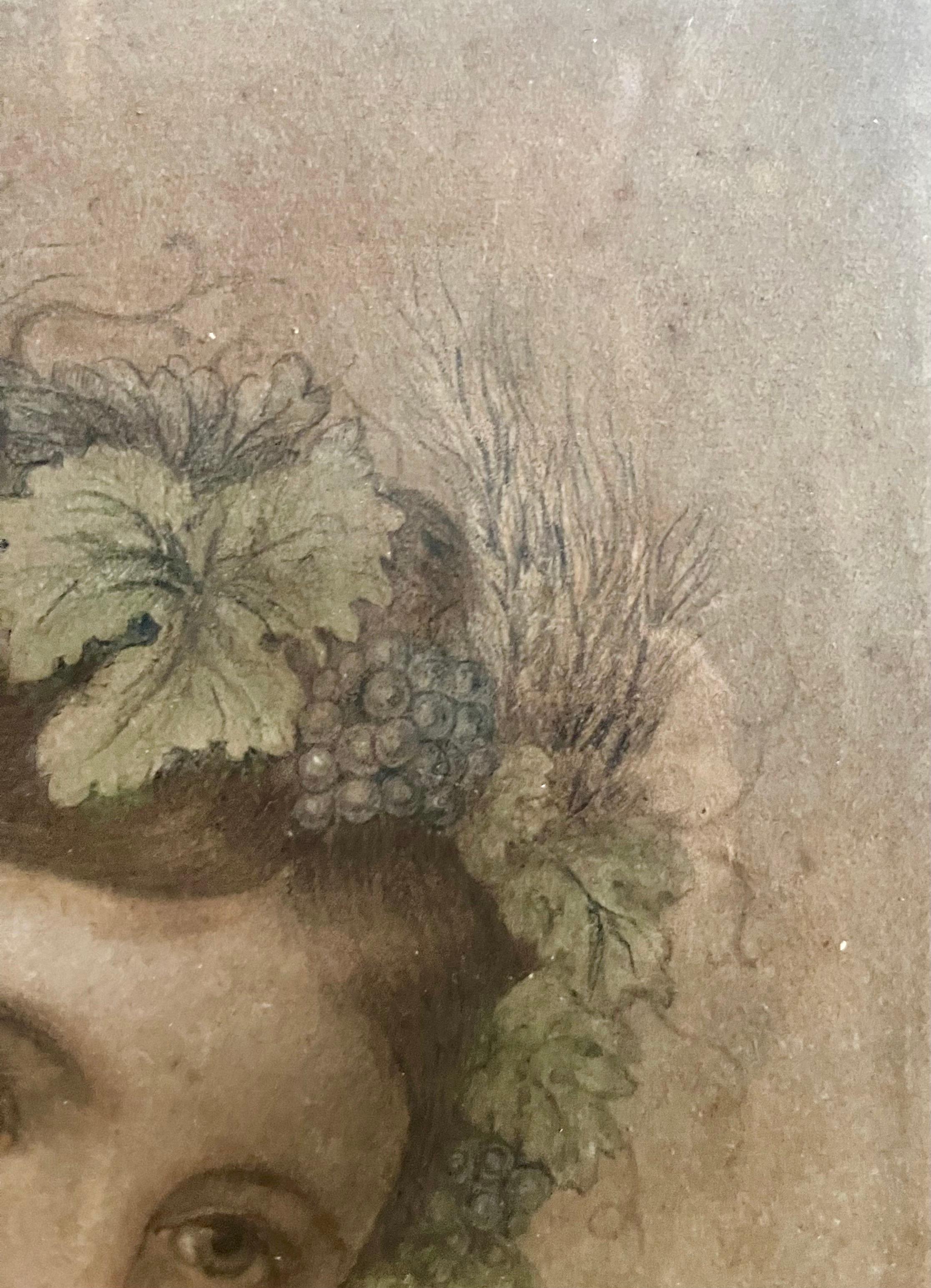 Paper Pastel 18th Century Venus of the Grape Harvest France For Sale