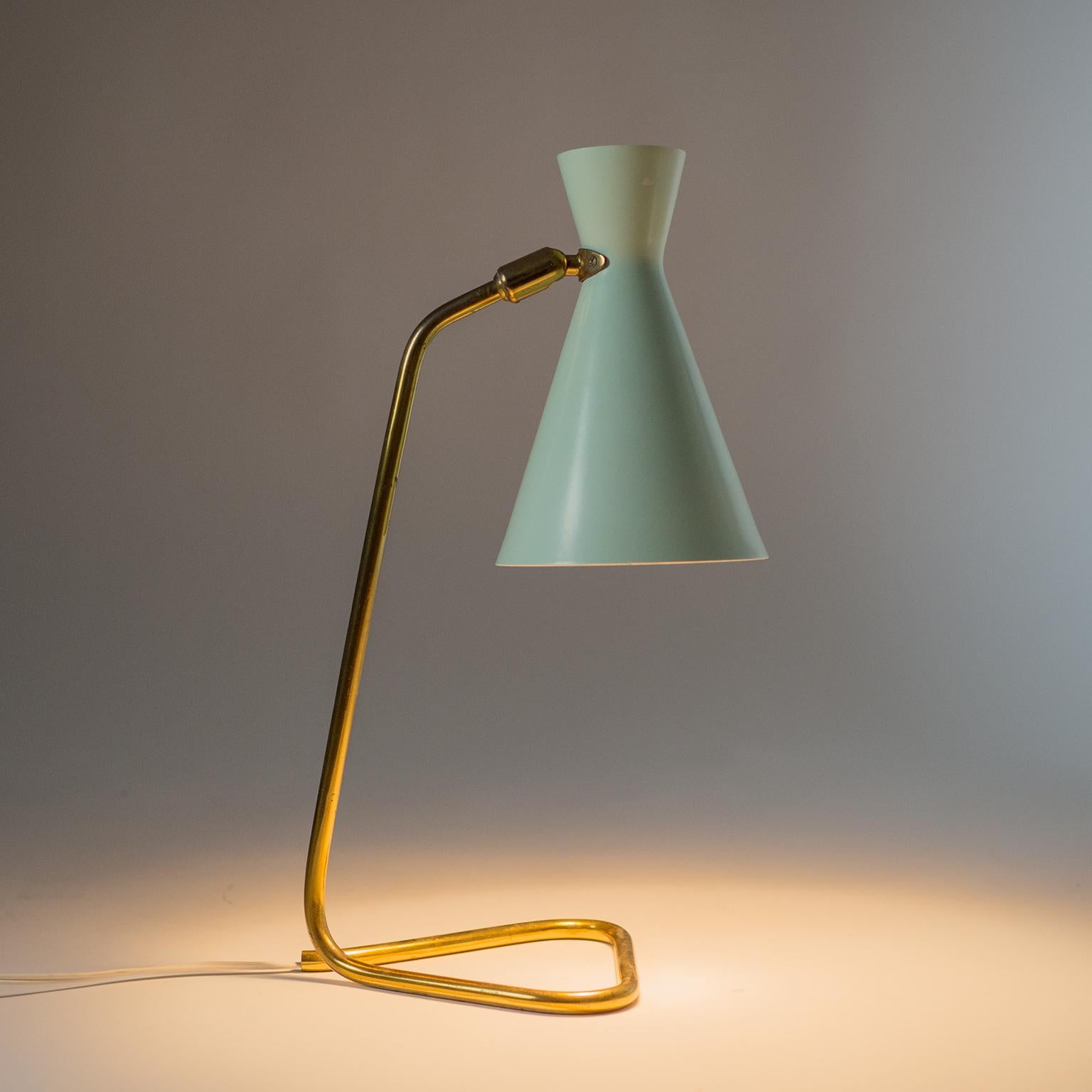Mid-Century Modern Pastel and Brass Table Lamp by BAG Turgi, 1950s