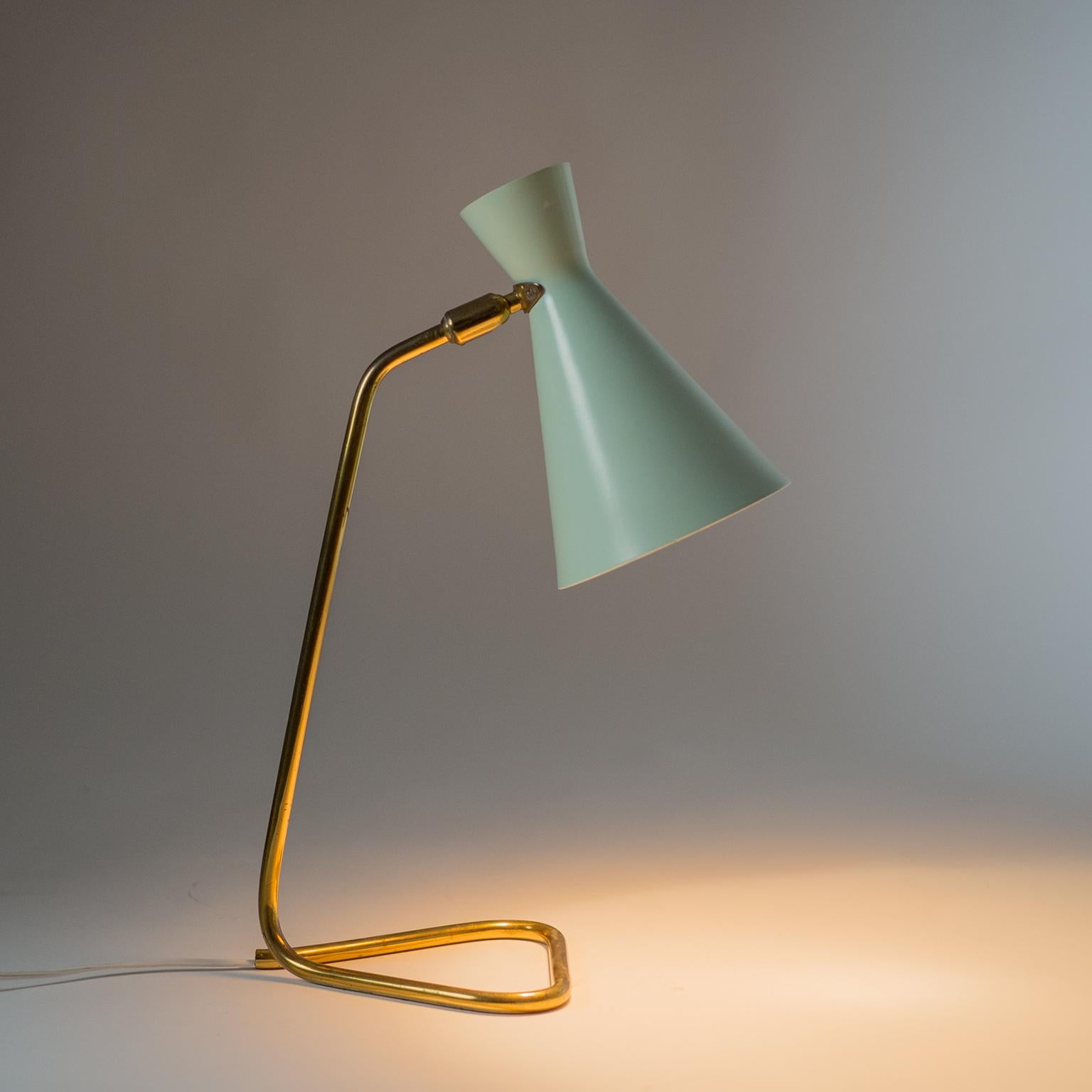 Swiss Pastel and Brass Table Lamp by BAG Turgi, 1950s