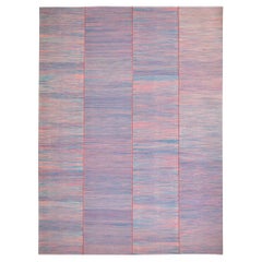 Original Mazandaran Wool Kelim in Serene Pink and Blue Pastel Stripes, New
