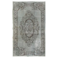 6.4x9.4 Ft 1960s Rug Overdyed in Grayish Blue Color. Great 4 Modern Interiors