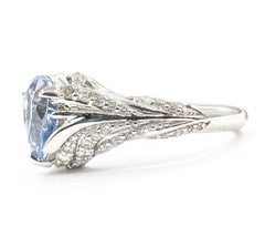 Pastel Blue Sapphire & Diamond Split-Shank Ring in Platinum- GIA 5231722871