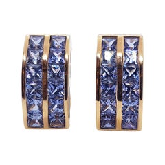Pastel Blue Sapphire Earrings Set in 18 Karat Rose Gold Settings
