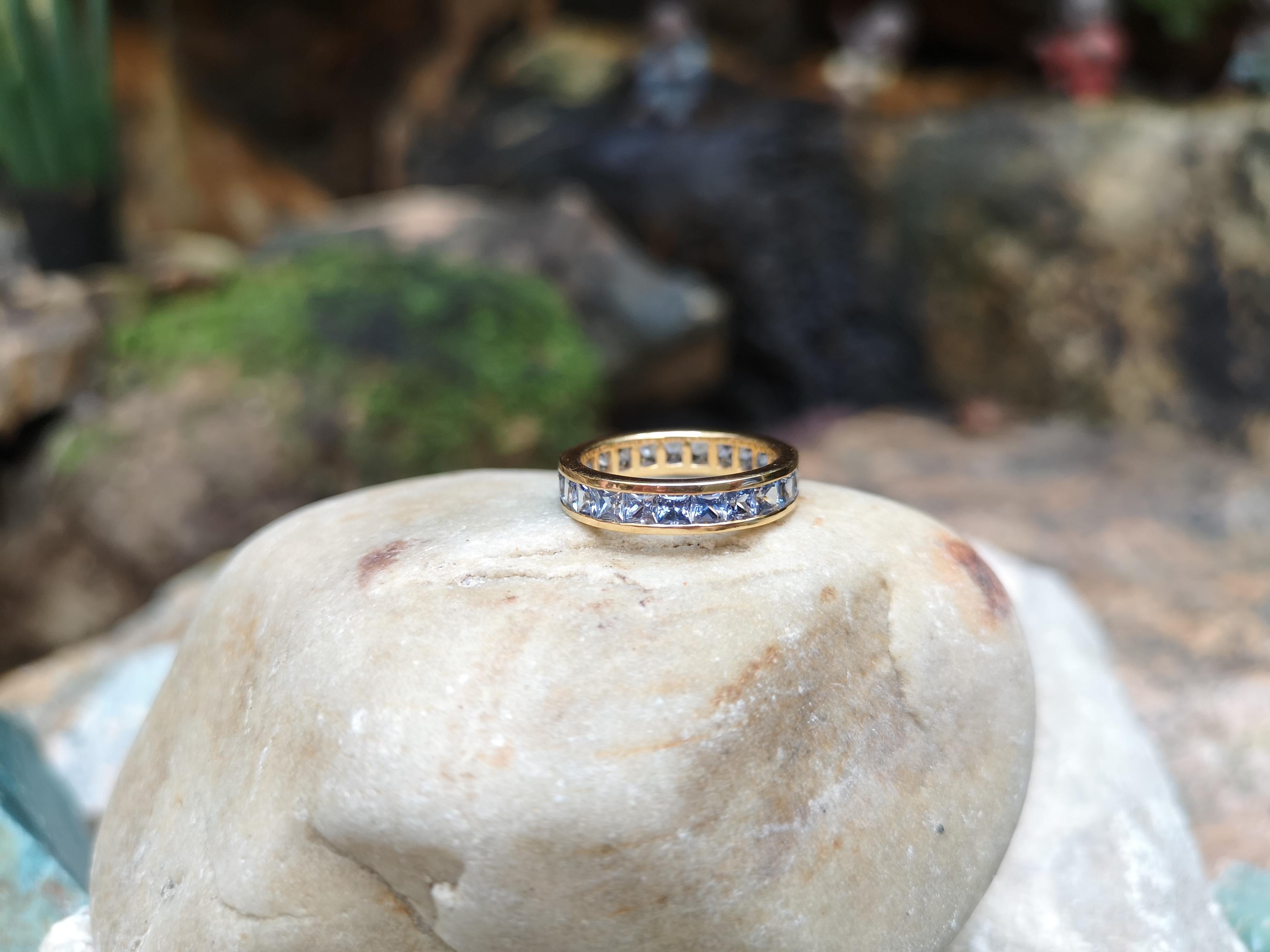 Contemporary Pastel Blue Sapphire Eternity Ring Set in 18 Karat Gold Settings For Sale
