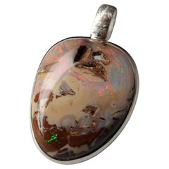 Colgante de plata de ópalo de roca pastel Ópalo australiano natural Regalo de joyería unisex