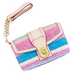 Pastel Braided Straw "Hamptons" Wristlet By Coach, 2000