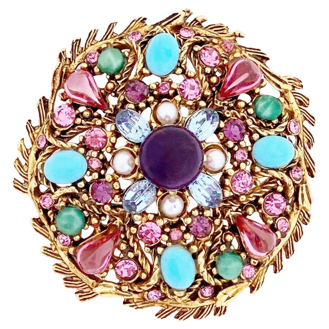 Pastel Cabochon Medley Brooch By Hollycraft, 1950s