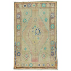 Pastel Color Vintage Turkish Anatolian Rug