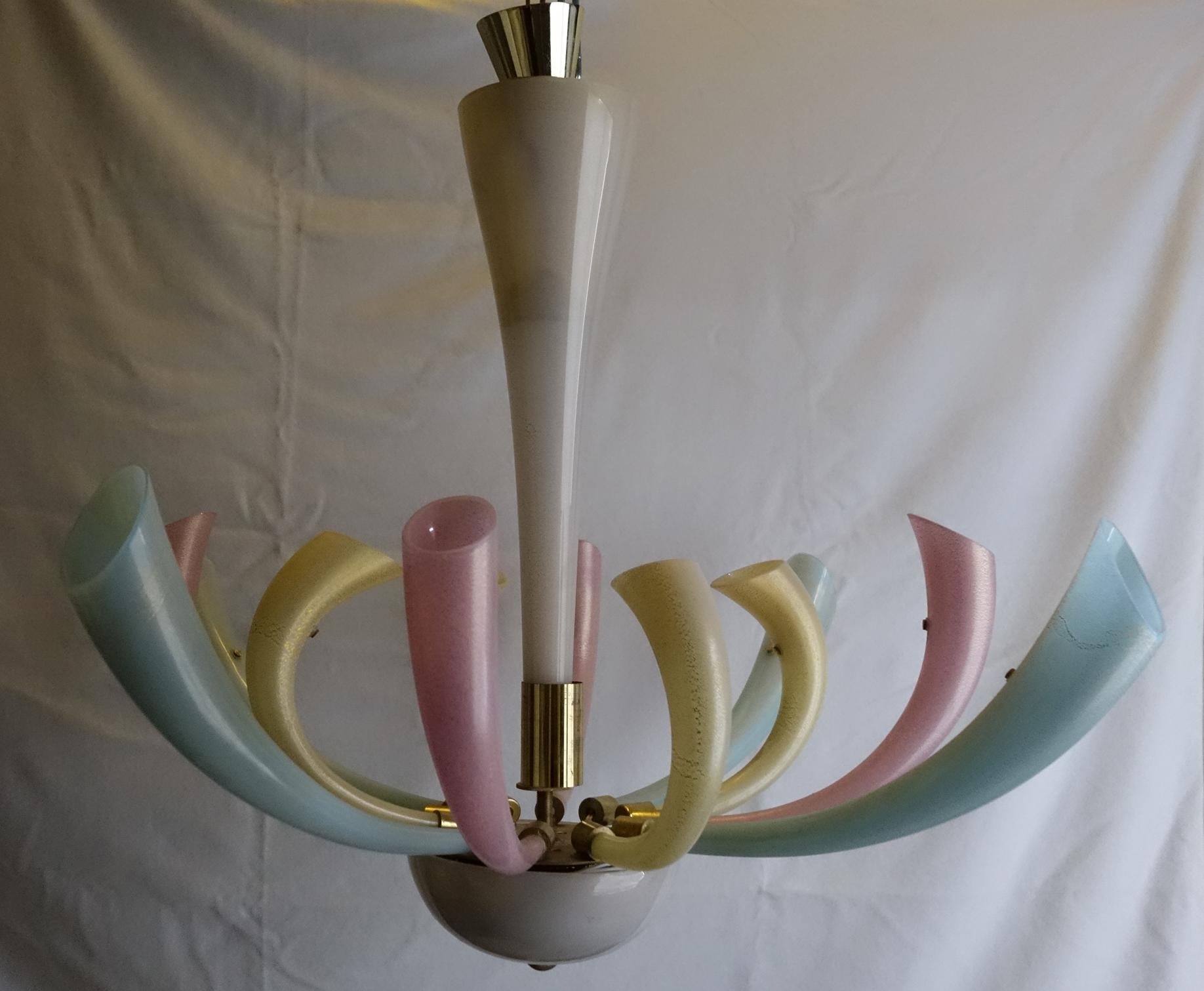 Hand-Crafted Pastel Colored Barovier & Toso Chandelier