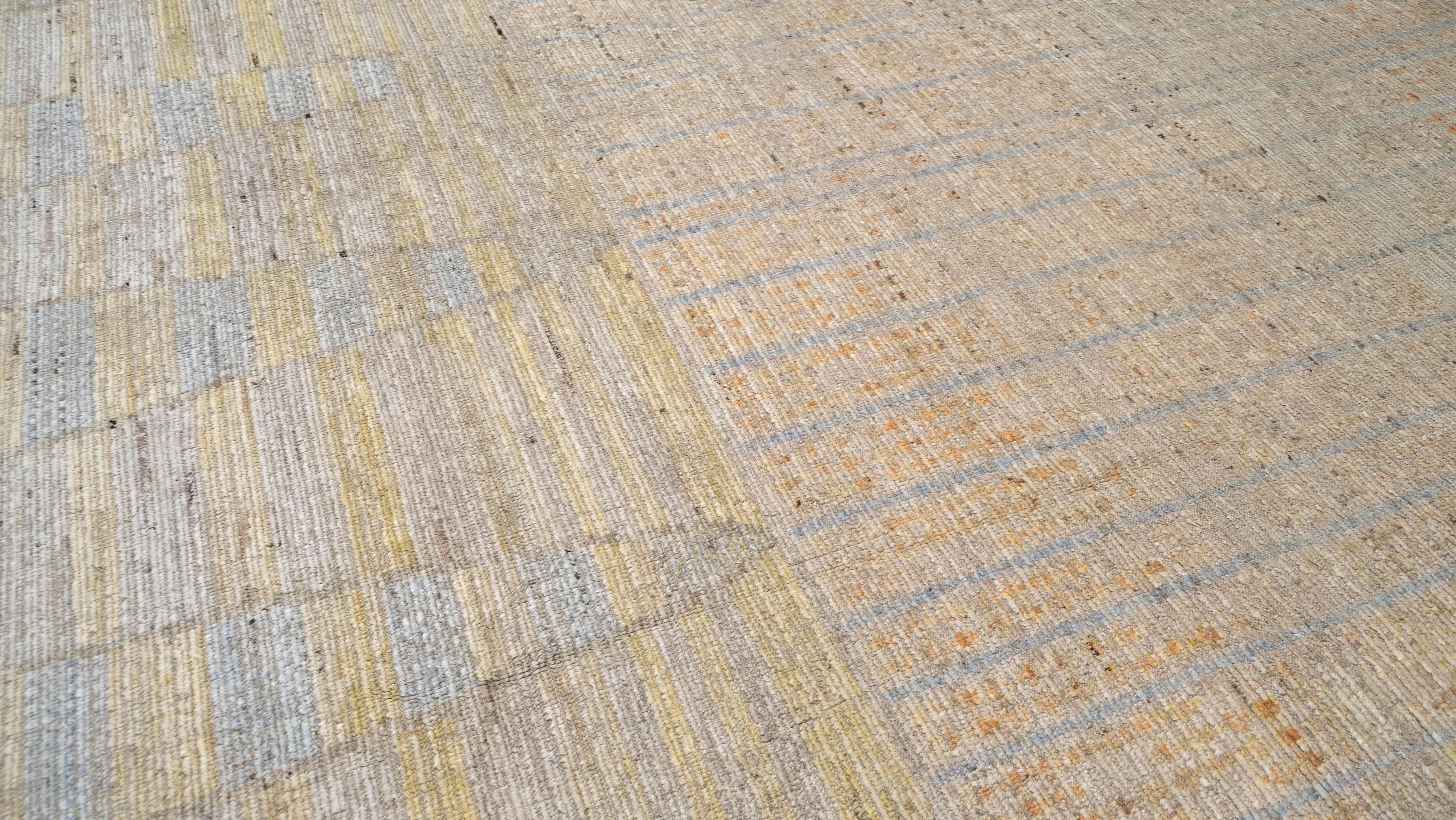 Annodato a mano Tappeto in lana di ispirazione marocchina Modern Color pastello 12'9''x15' in vendita