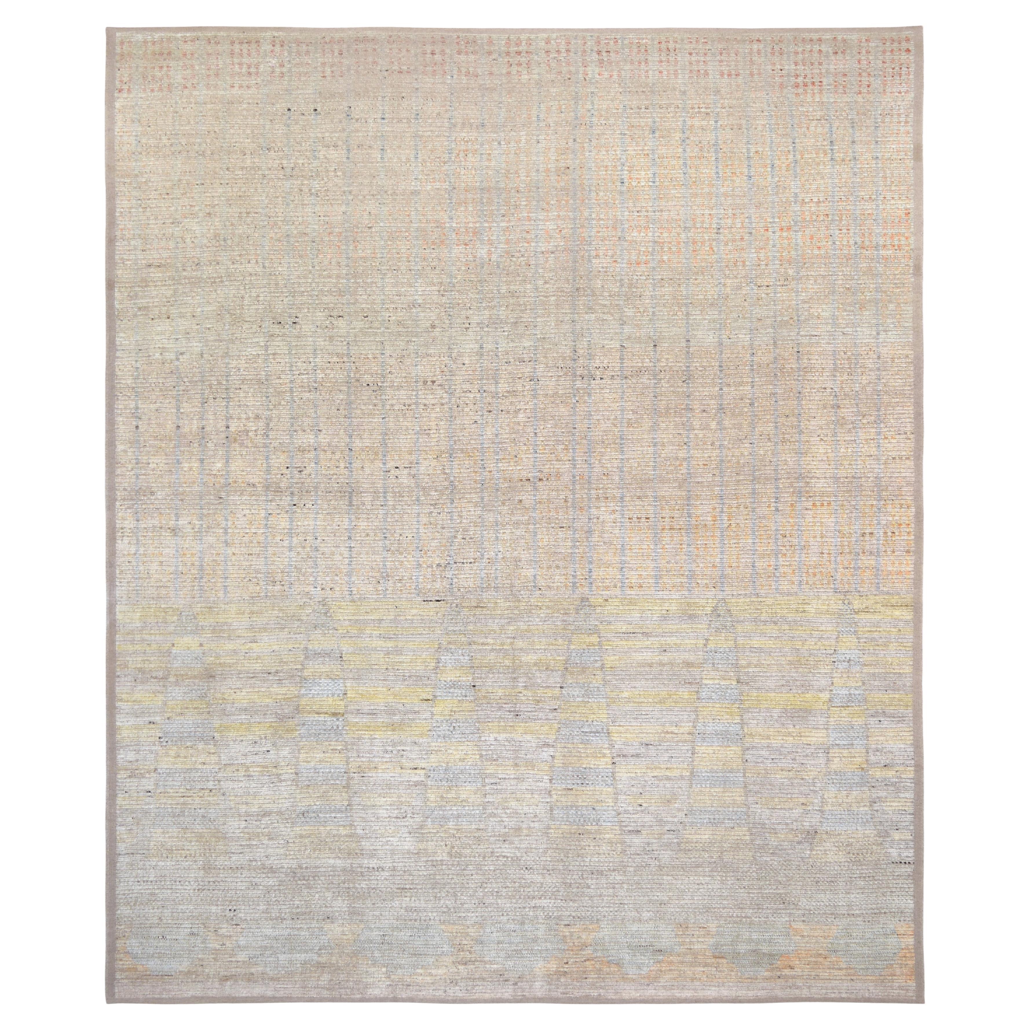Tapis moderne d'inspiration marocaine aux couleurs pastel 12'9''x15'