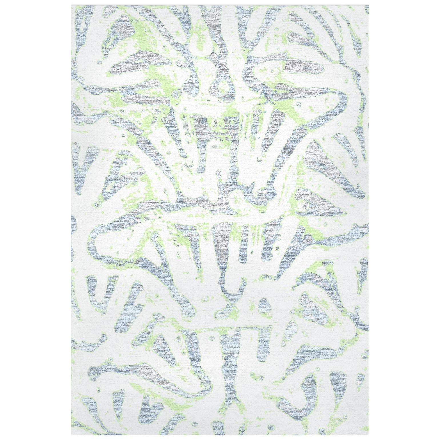 Pastel Colors Handmade Wool and Silk Rug from Aldabra Collection by Gordian For Sale