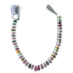 Pastel Colors Multi Tourmaline Faceted Drops Strand Natural Gemstone Beads