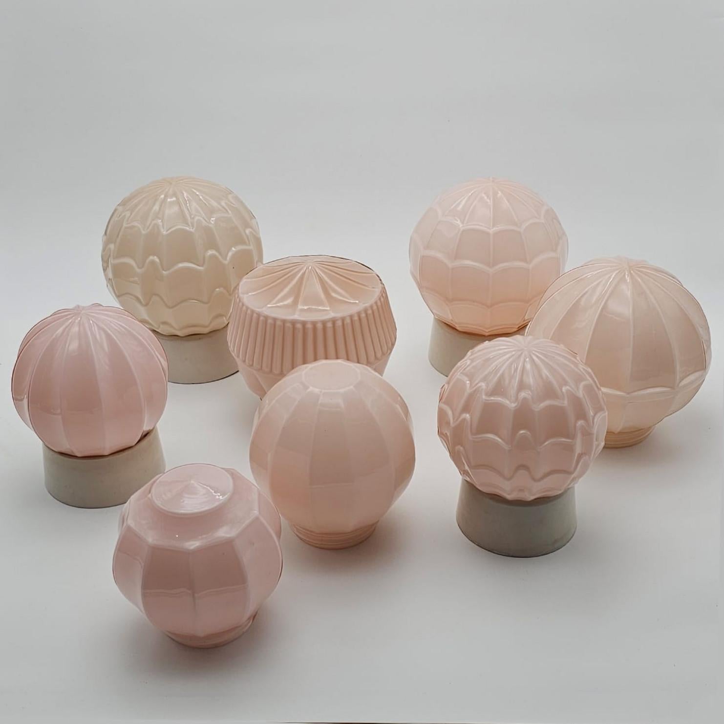 Dutch Pastel coloured Thabur lights, Bakelite pressed glass, Netherlands, 1930 For Sale
