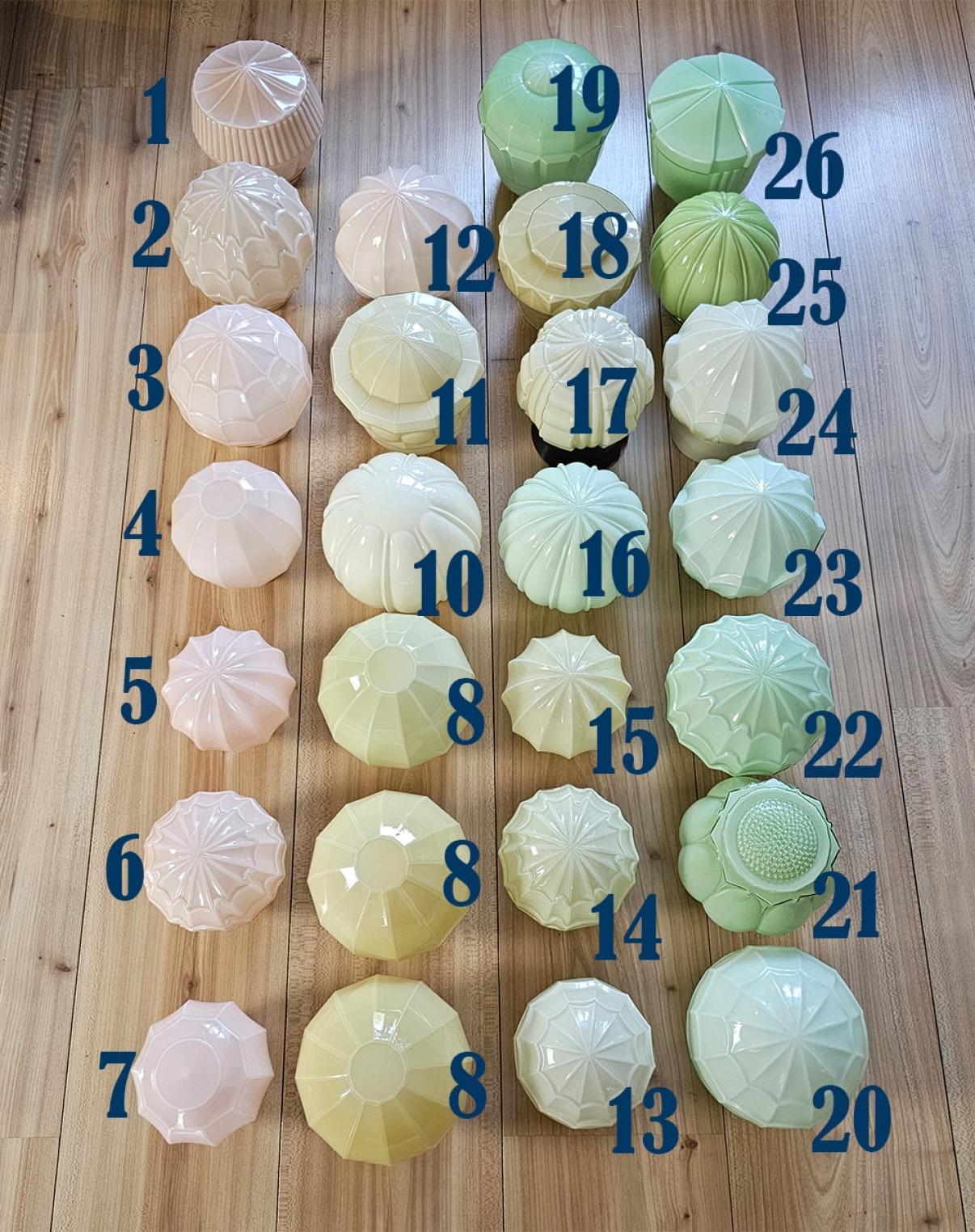 Mid-20th Century Pastel coloured Thabur lights, Bakelite pressed glass, Netherlands, 1930 For Sale