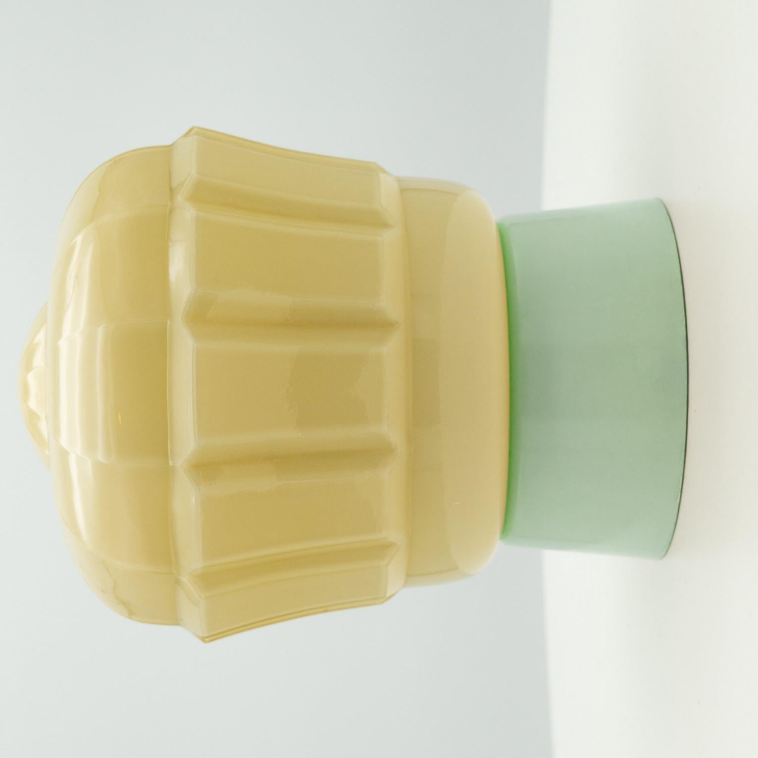 Glass Pastel coloured Thabur lights, Bakelite pressed glass, Netherlands, 1930 For Sale