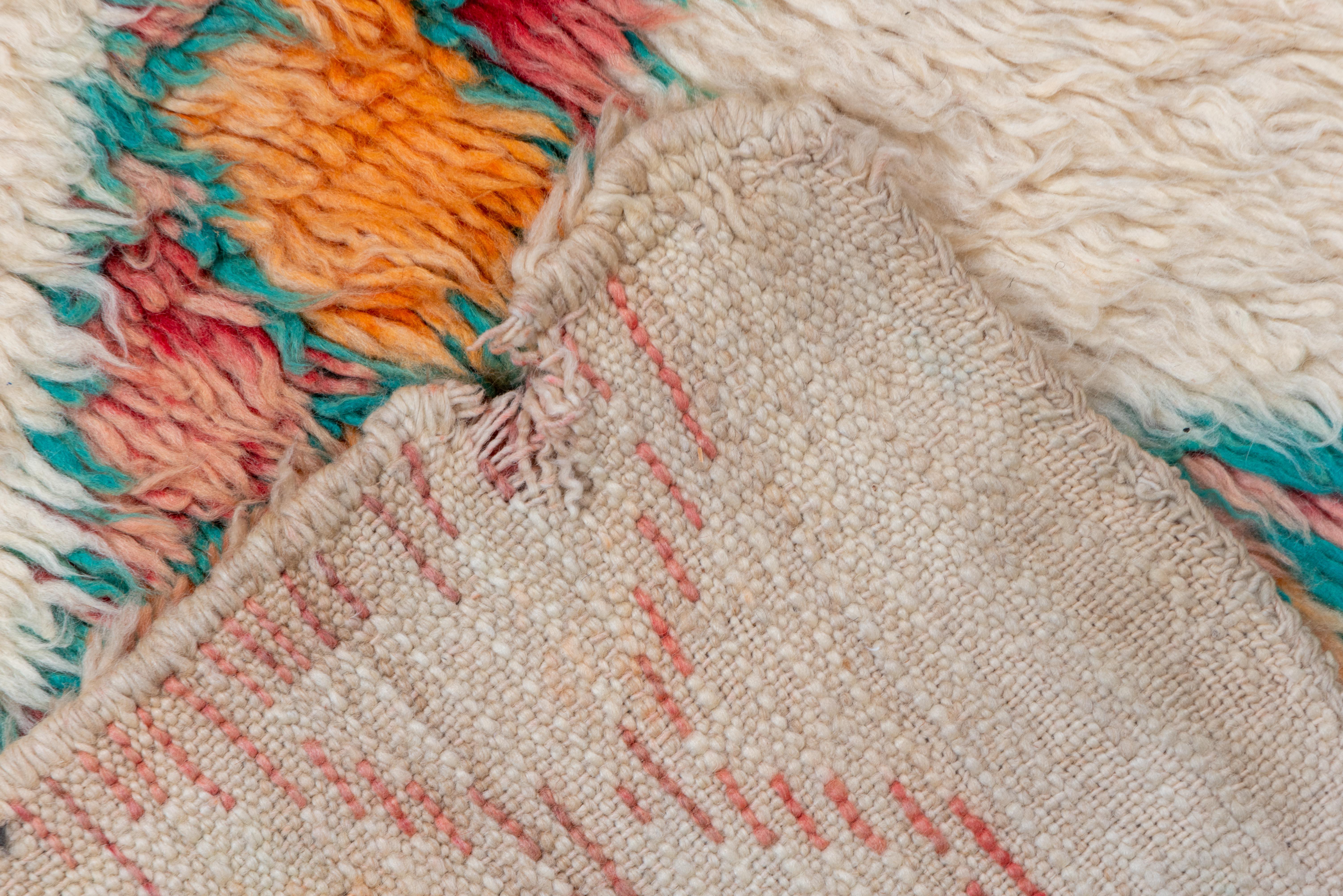 Pastel Creamsicle Orange Moroccan Lattice Carpet with Allover Design  In Good Condition For Sale In New York, NY