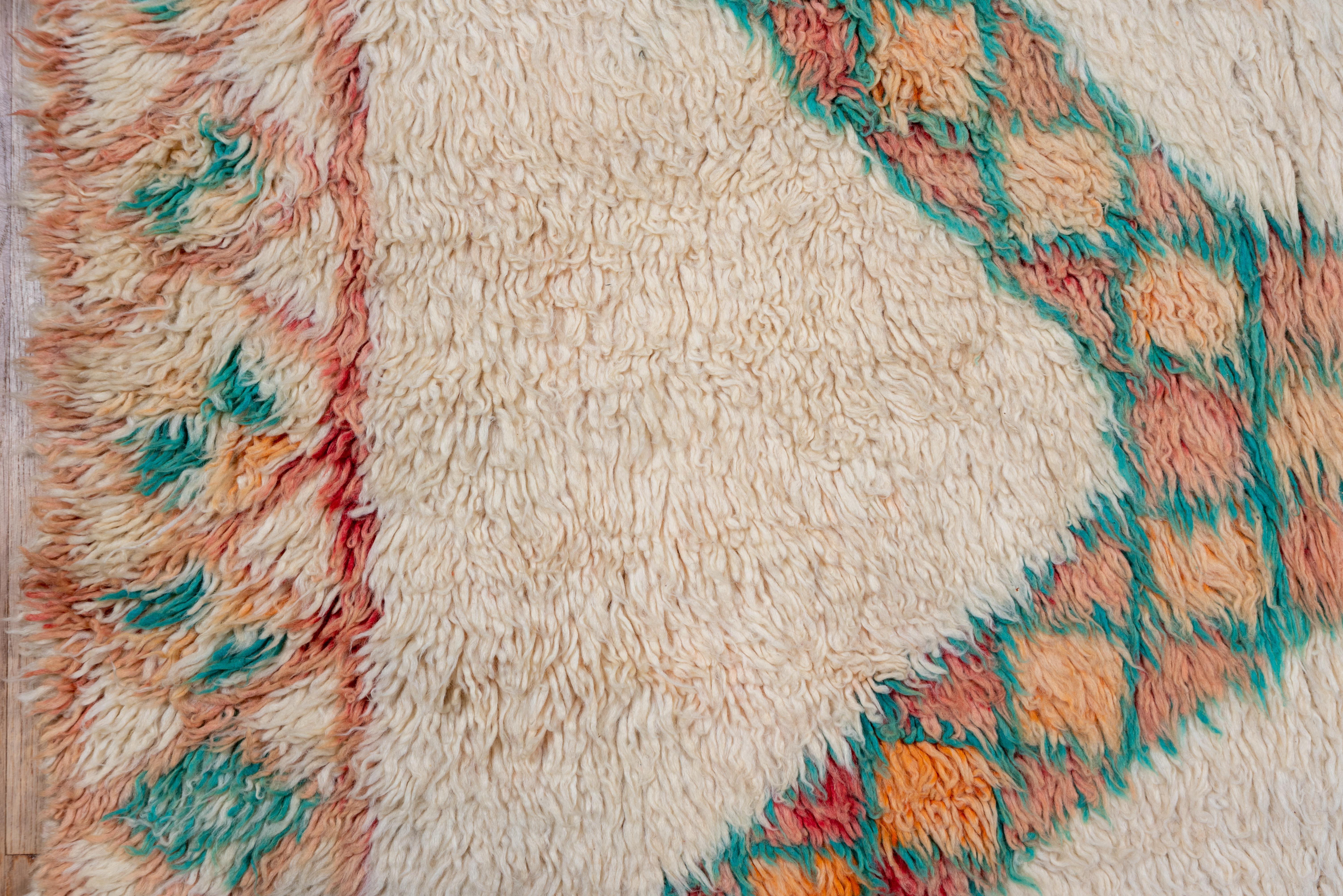 20th Century Pastel Creamsicle Orange Moroccan Lattice Carpet with Allover Design  For Sale
