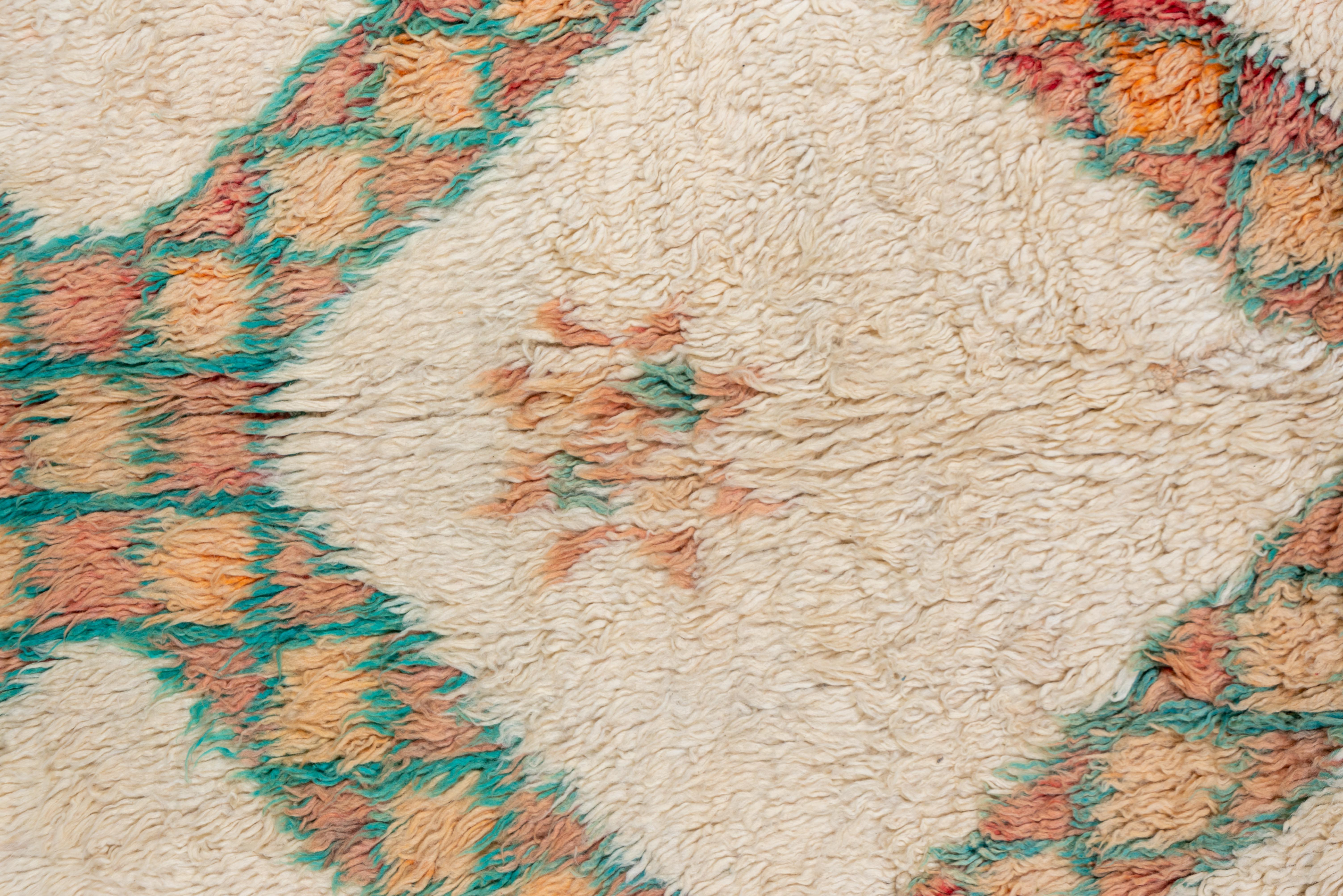 Pastel Creamsicle Orange Moroccan Lattice Carpet with Allover Design  For Sale 1