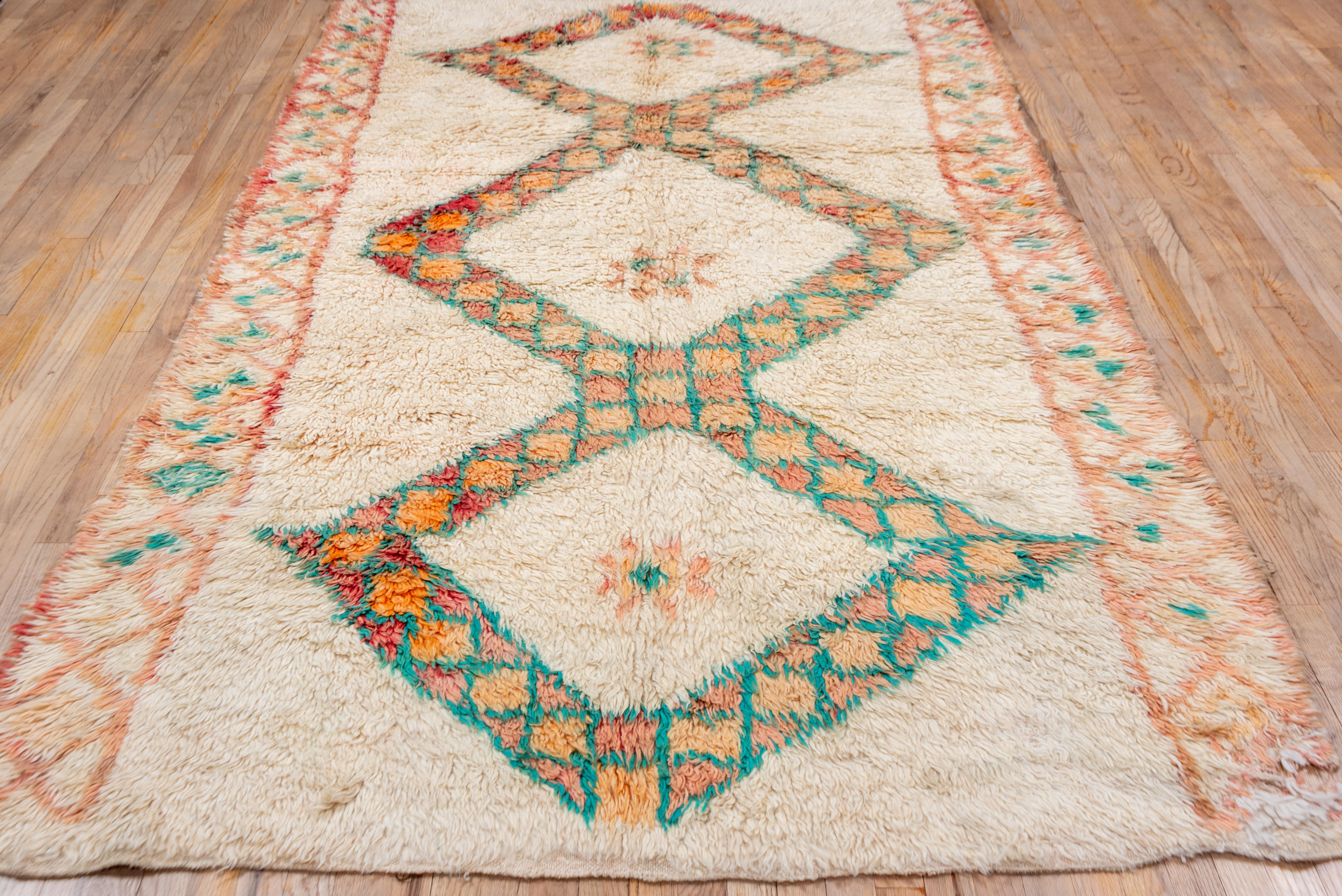 Pastel Creamsicle Orange Moroccan Lattice Carpet with Allover Design  For Sale 2