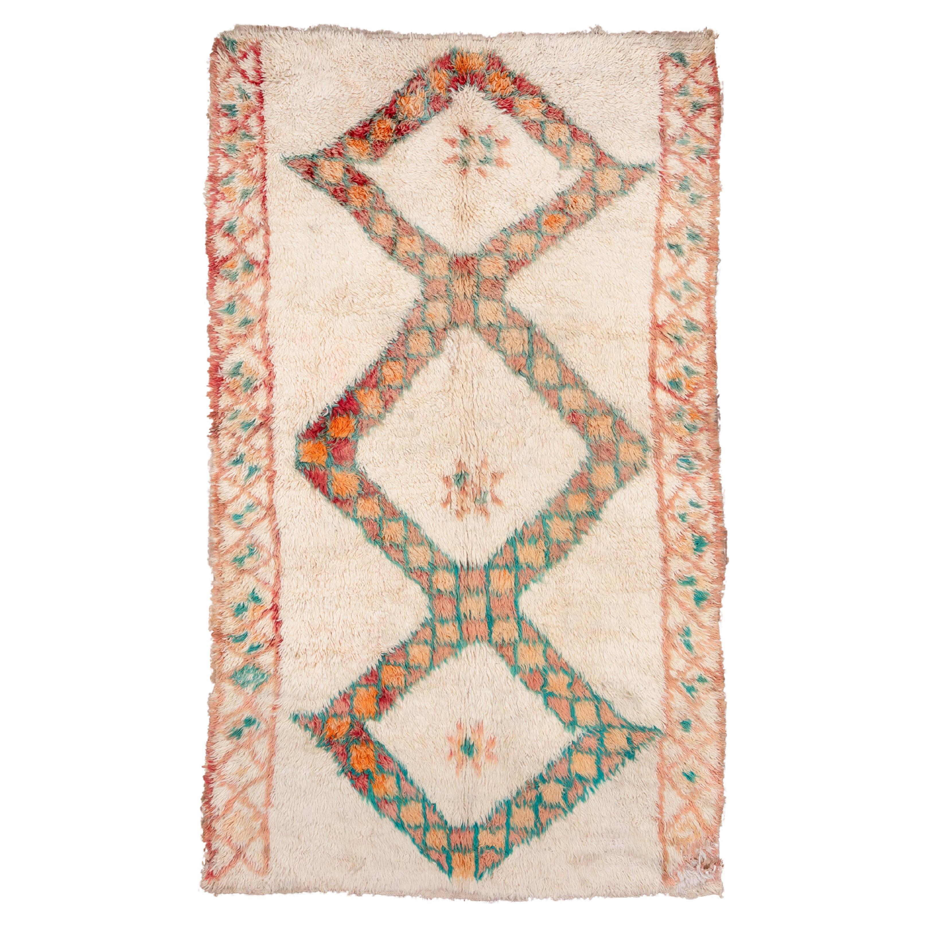 Pastel Creamsicle Orange Moroccan Lattice Carpet with Allover Design  For Sale