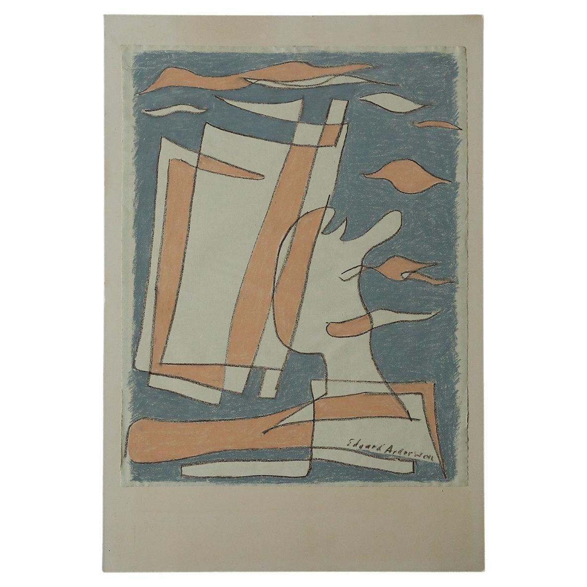 Pastel drawing by Edvard Andersson, Komposition For Sale
