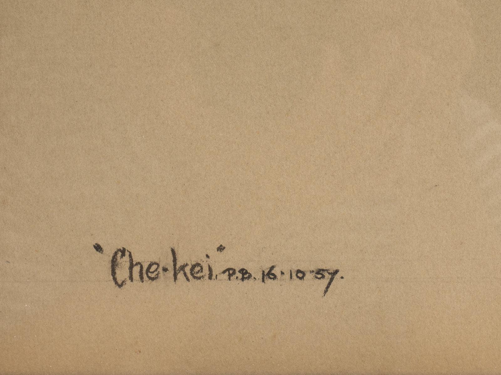 dessin au pastel représentant un chien pékinois, signé Phyllis Binet, Angleterre, 1950 environ Bon état - En vente à Milan, IT